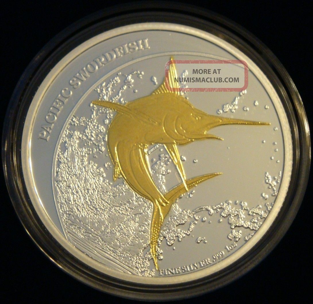 2011 Gilded Pacific Swordfish Zealand 1 Oz Proof - Like Silver Coin Australia & Oceania photo