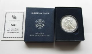 2011 - W - American Eagle Silver Uncirculated 1 Ounce With Boxes & photo