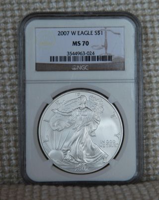 2007 - W Burnished Ms70 American Silver Eagle Ase Ngc - - S&h photo