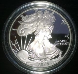 2006 - W 1 Oz Proof American Eagle Silver Bullion Dollar Coin (w/box &) photo