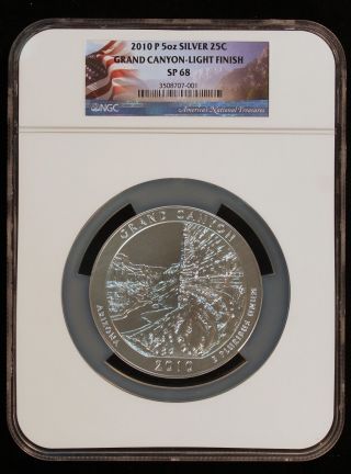 2010 5oz Silver Quarter Dollar Ngc Sp68 Grand Canyon Rare Light Satin Finish photo