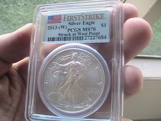 2013 (w) Silver American Eagle Ms - 70 Pcgs (first Strike) photo