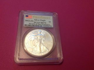 2012 (s) 1 Oz Silver American Eagle Coin Ms - 70 Pcgs - First Strike photo