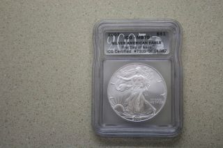 2007 Silver Eagle $1 Icg Ms70 First Day Of Issue photo