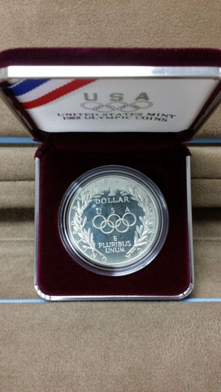 1988 Olympics Proof Silver Dollar United States W/ Case And photo