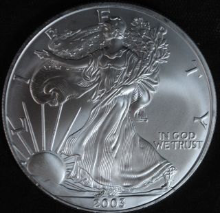 2003 Silver American Eagle $1 One Dollar - 1 Troy Oz.  999 Fine Silver photo
