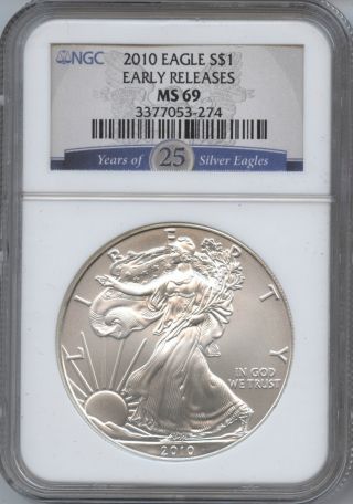 2010 Early Releases Ngc Ms69 American Silver Eagle photo