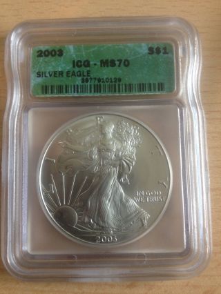 2003 American Silver Eagle Coin,  Icg - Ms70 photo