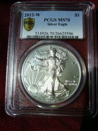 2012 W $1 1oz American Silver Eagle Pcgs Ms70 Burnished Perfect 70 Secure Plus photo