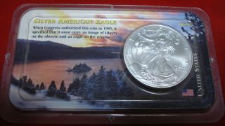 2001 American Silver Eagle 1 Oz.  999 Fine Silver Bullion Unc Littleton Showpack photo
