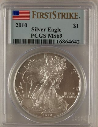 2010 $1 Silver Eagle Ms69 Pcgs First Strike photo