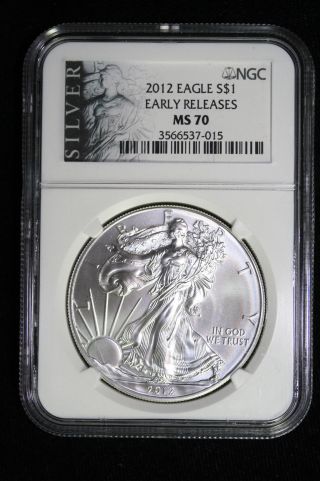 2012 Silver Eagle Early Releases Black Label Ngc Ms70 photo