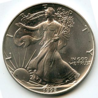1992 American Eagle.  999 Fine Silver Dollar - 1 Troy Oz - Usa Coin - S1s Kj275 photo