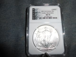 2012 W Burnished Silver Eagle Ms70 Liberty Label Low Mintage - S&h photo