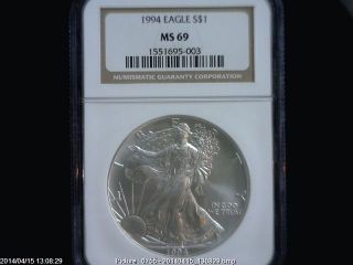 1994 Eagle S$1 Ngc Ms 69 American Silver Coin 1oz photo