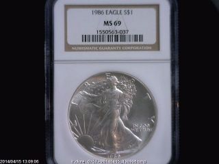 1986 Eagle S$1 Ngc Ms 69 American Silver Coin 1oz photo