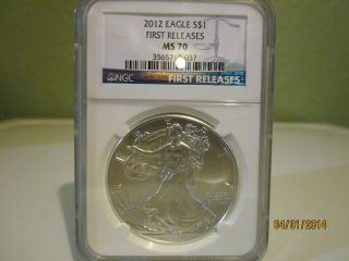 2012 Silver Eagle Ngc Ms70 Top Grade First Releases. photo
