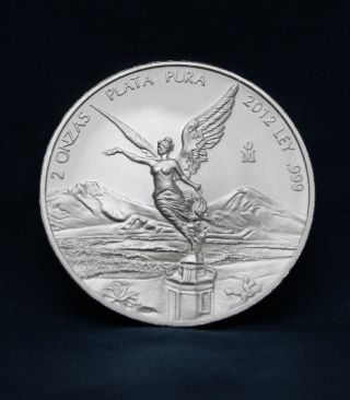 2012 2 Oz.  Mexican Libertad Silver Coin photo