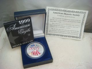 American Eagle Silver Dollar 1999 Box Gift Ready American Historic Society photo