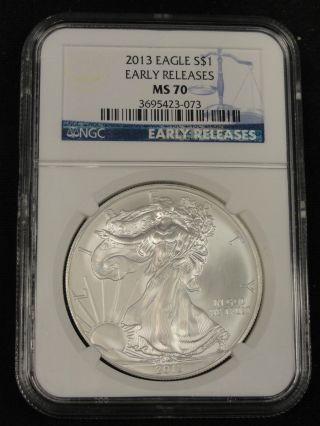 2013 American Silver Eagle Coin Ngc Early Releases Ms70 3 - 073 photo