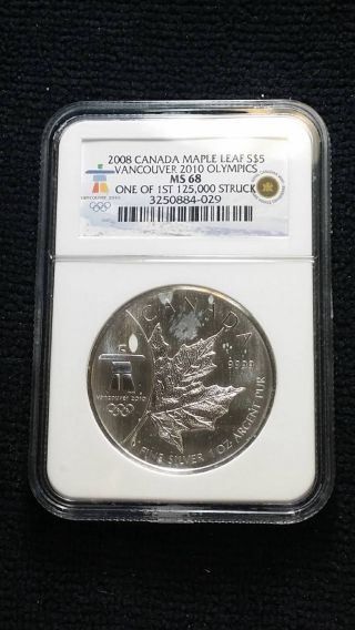 2008 Canada Maple Leaf Vancouver 2010 Olympics Ngc Ms68 Mby160 photo