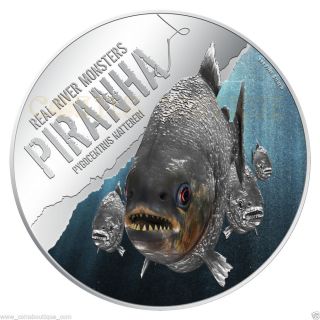 Piranha River Monster 2013 1 Oz Silver Coin Proof Colored photo