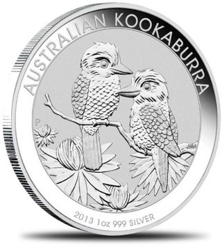 2013 1 Oz Australian Silver Kookaburra Perth 99.  9% Silver W/ Cap photo