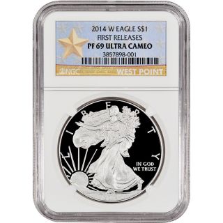 2014 - W American Silver Eagle Proof - Ngc Pf69 Ucam - First Releases - Star Label photo