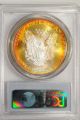 1998 Pcgs Ms 67 Ase - Neon Electric Rainbow Tone Color - Wow Silver photo 3