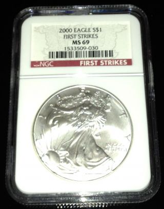 2000 Ngc Ms69 Fs First Strike Silver Eagle - Red Label - Rare,  Low Population photo