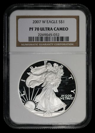 2007 - W Ngc Pf70 Ultra Cameo Silver Eagle Dollar Ncn334 photo