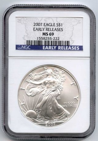 2007 Ngc Ms69 $1 American Silver Eagle Dollar Early Releases photo