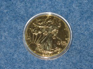 2005 American Silver Eagle Gold Over Silver One Troy Ounce.  999 Fine B7457 photo