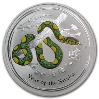 2013 1 Oz Silver Australian Colorized Year Of The Snake photo