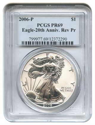 2006 - P Silver Eagle $1 Pcgs Proof 69 (reverse Proof) photo