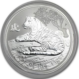 2010 $2 Two Ounce 2 Oz Silver Australian Lunar Tiger Bullion Coin Series 2 photo