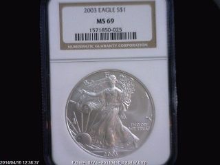 2003 Eagle S$1 Ngc Ms 69 American Silver Coin 1oz photo