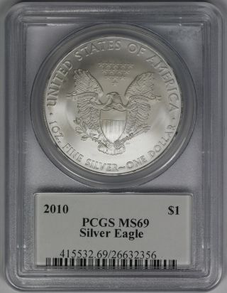 2010 American Silver Eagle $1 Ms 69 Pcgs John M.  Mercanti Signature photo