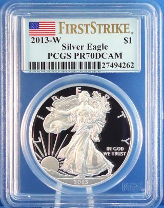 2013 W American Eagle Silver Proof Perfect First Strike Pcgs Pr70dcam 1 Troy Oz. photo