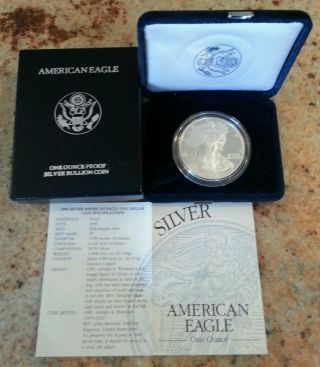 1995 - P 1 Oz Proof Silver American Eagle (w/box &) Key Date photo