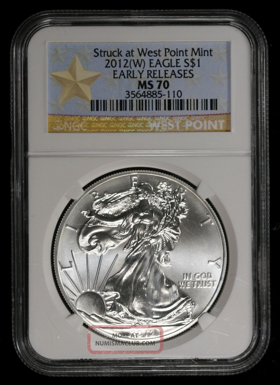 2012 (w) Ngc Ms70 Early Releases Silver Eagle Dollar Struck At West