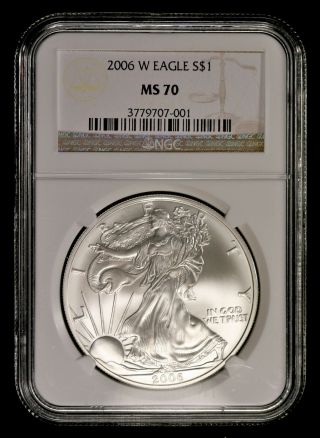 2006 - W Ngc Ms70 1 Oz Silver Eagle Dollar Ncn353 photo
