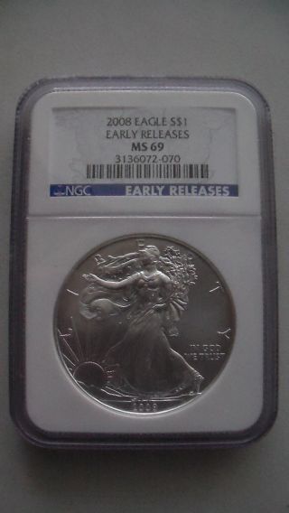2008 Silver Eagle 1oz Early Releases Ngc Ms69 photo