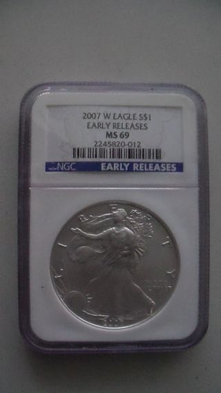 2007 W Silver Eagle 1oz Early Releases Ngc Ms69 photo