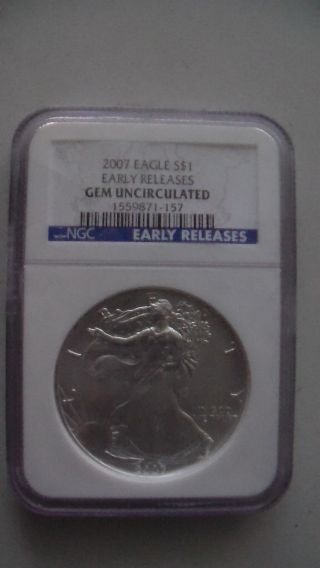 2007 Silver Eagle 1oz Early Releases Ngc Gem Uncirculated photo