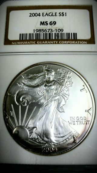 2004 Ngc Ms69.  999 Silver American Eagle Dollar photo