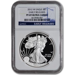 2012 - W American Silver Eagle Proof - Ngc Pf69 Ucam - Early Releases photo