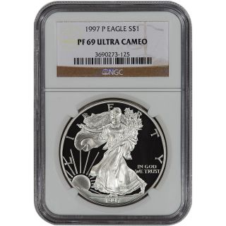 1997 - P American Silver Eagle Proof - Ngc Pf69 Ucam photo