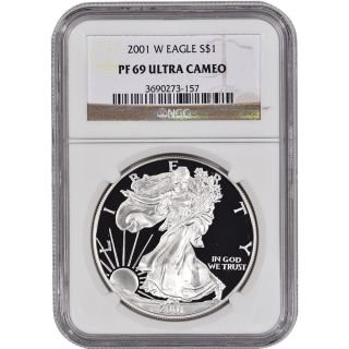 2001 - W American Silver Eagle Proof - Ngc Pf69 Ucam photo