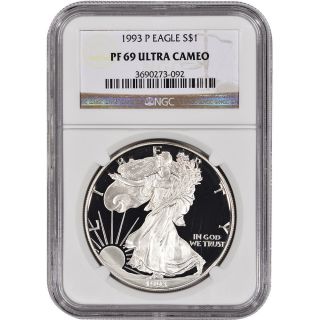 1993 - P American Silver Eagle Proof - Ngc Pf69 Ucam photo